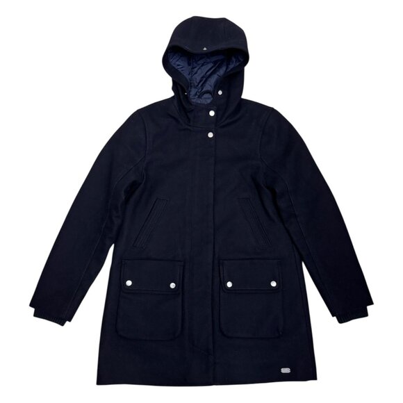 ABERCROMBIE & FITCH Heritage Wool Blue Quilted Winter Pea Coat Jacket Womens M - Picture 2 of 8